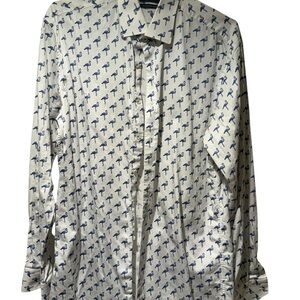 Simons Casual White Shirt with Blue Bird Print